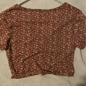 pink floral cross front crop top